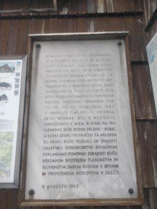 Zabreznica - Spominska plošča na Prešernovi koči na Malem Stolu
