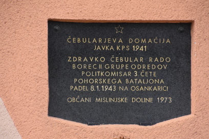 Mislinja - Spominska plošča na Čebularjevi domačiji