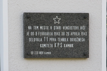 Kamnik - Spominska plošča delovanju tiskarne T 1 na Duplici