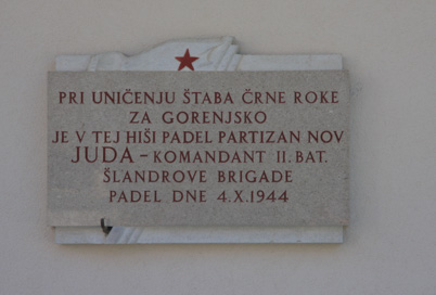 Zalog pri Cerkljah - Spominska plošča Francu Leberju-Judu