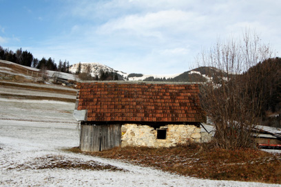 Plavški Rovt - Sušilnica in kozolec pri hiši Plavški Rovt 9
