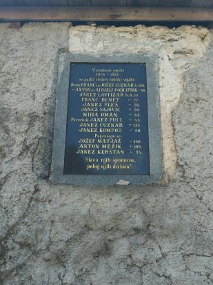 Rateče - Spominska plošča padlim v 1. svetovni vojni