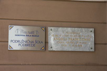Podbrezje - Spominska plošča Andreju Praprotniku