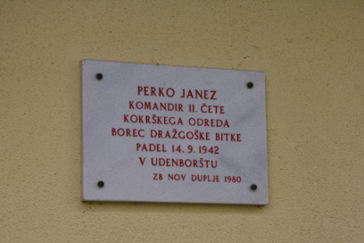 Spodnje Duplje - Spominska plošča Janezu Perku