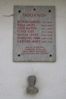 Nemški Rovt - Spominska plošča padlim domačinom v NOB