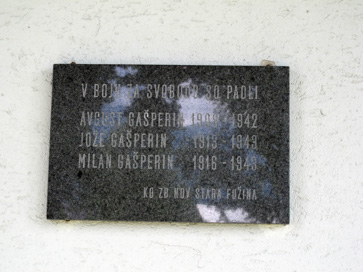 Stara Fužina - Spominska plošča bratom Gašperin