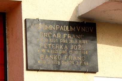 Domžale - Spominska plošča borcem NOB na Študi