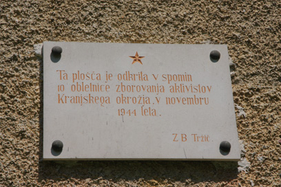 Jelendol - Spominska plošča zborovanju aktivistov NOB