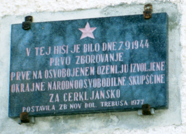 Stopnik pri Šebreljah - Spominska plošča dogodku v NOV