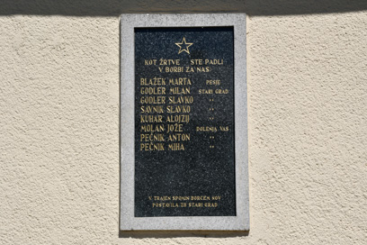 Dolenja vas pri Krškem - Spominska plošča padlim v NOB